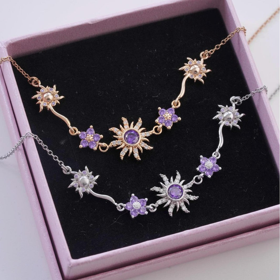 Sweet Copper Gold-plated Purple SUNFLOWER Necklace