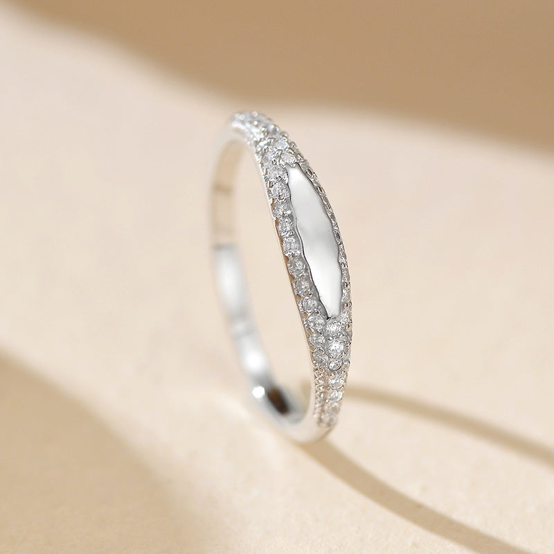 Micro-pave Fine Diamond Oval S925 Sterling Silver Ring