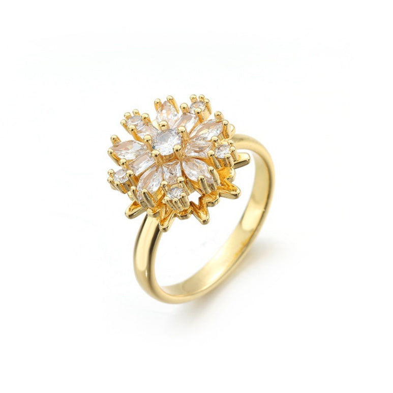 Womens Sparkling Micro-Pave Zirconia Titanium Steel Ring