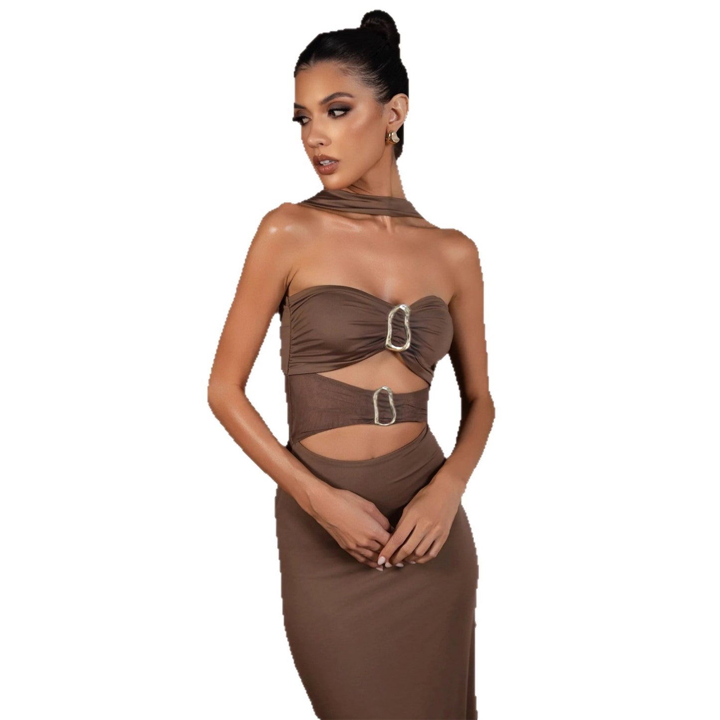 Slimming Waist-cinching Slip Dress With A Backless Design