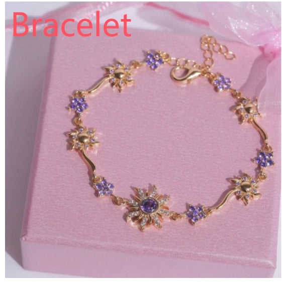 Sweet Copper Gold-plated Purple SUNFLOWER Necklace