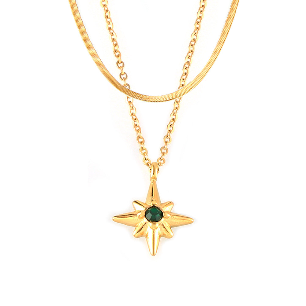Female Versatile Star-shaped Zircon-inlaid Necklace