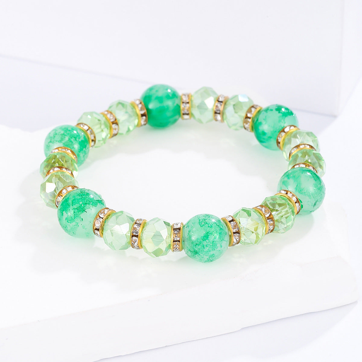 Colorful Glass Bead Crystal Beaded Bracelet
