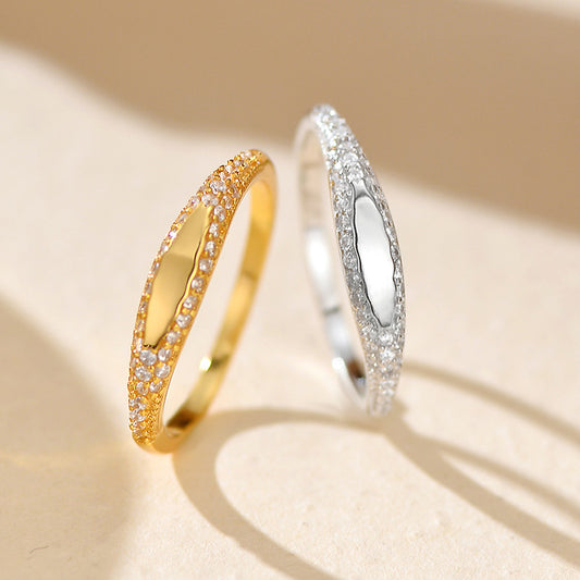 Micro-pave Fine Diamond Oval S925 Sterling Silver Ring