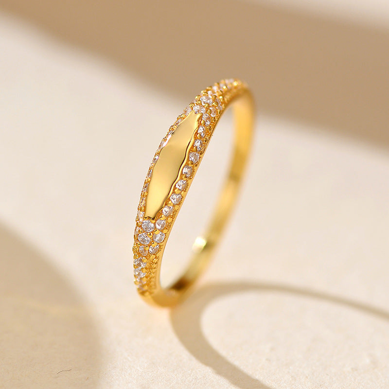 Micro-pave Fine Diamond Oval S925 Sterling Silver Ring