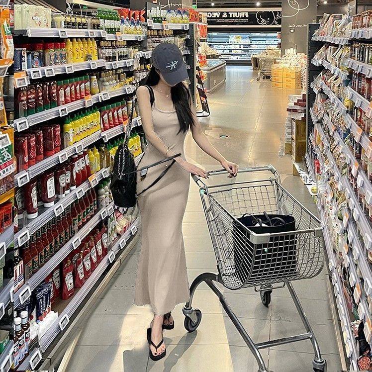 Sleeveless Waist-cinching Backless Slip Dress For Women