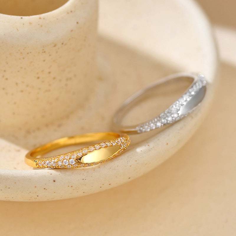 Micro-pave Fine Diamond Oval S925 Sterling Silver Ring