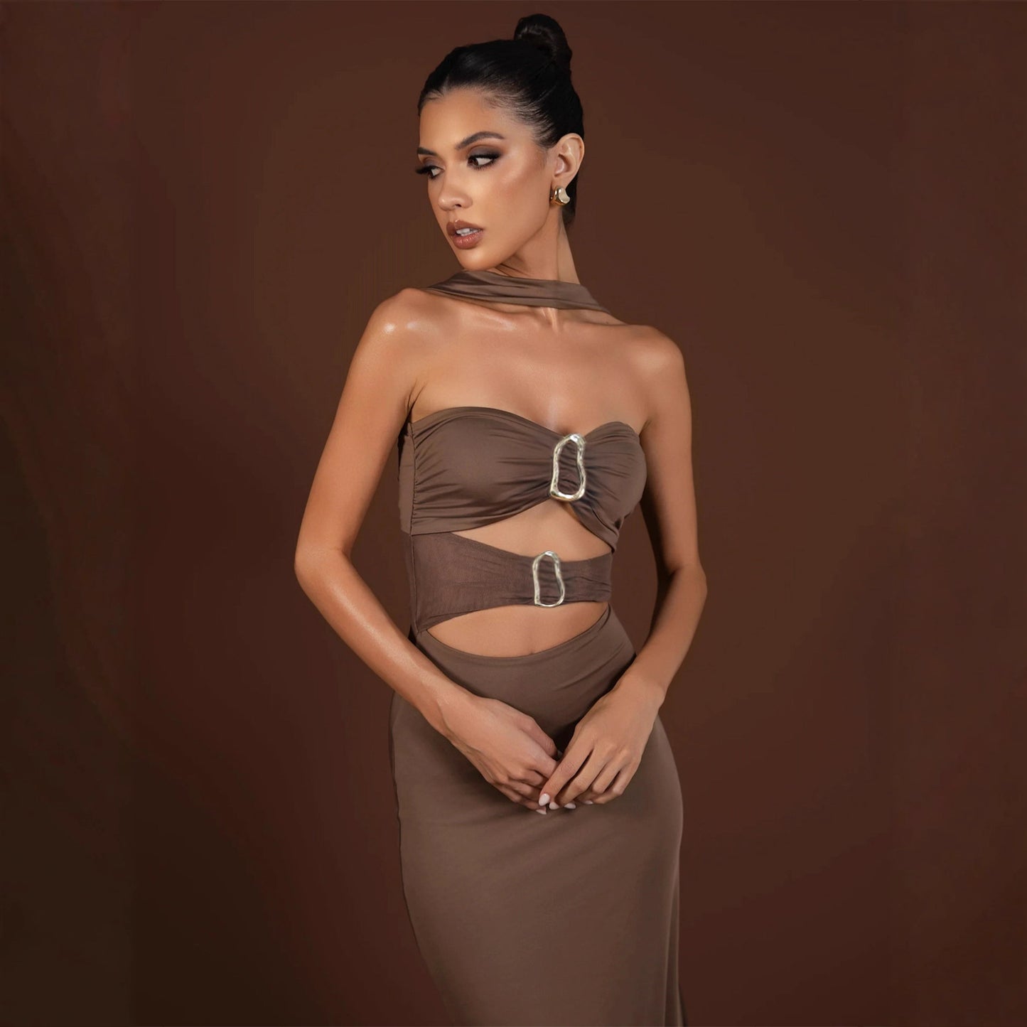 Slimming Waist-cinching Slip Dress With A Backless Design