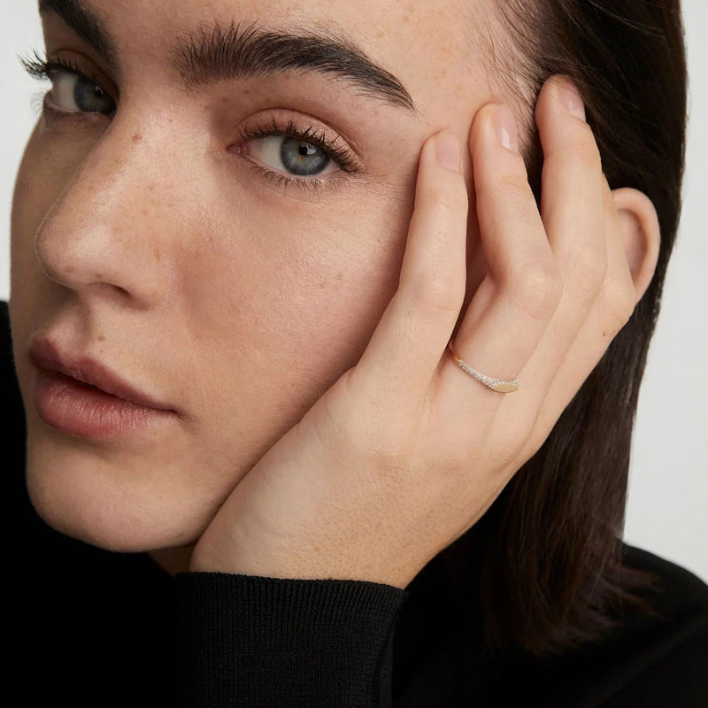 Micro-pave Fine Diamond Oval S925 Sterling Silver Ring