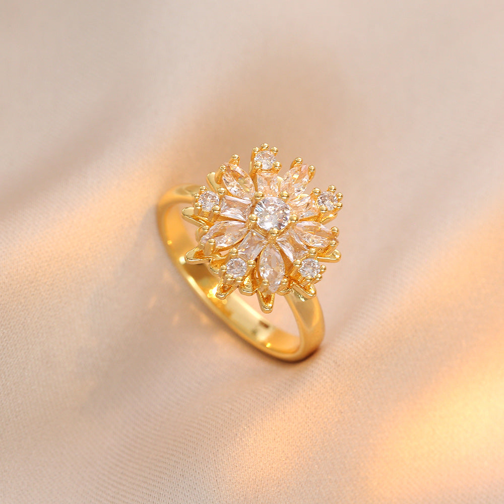 Womens Sparkling Micro-Pave Zirconia Titanium Steel Ring