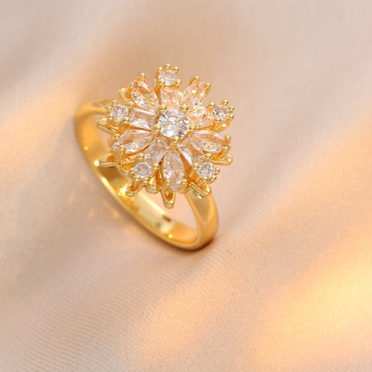 Womens Sparkling Micro-Pave Zirconia Titanium Steel Ring