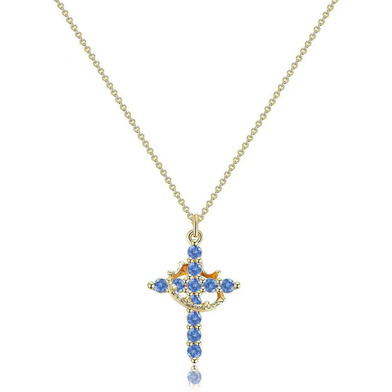 18K Real Gold Plated Copper Cross Necklace With Zircon  Stylish And Minimalist Design
