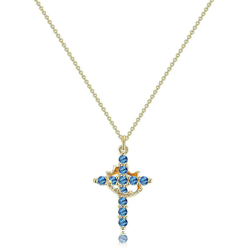 18K Real Gold Plated Copper Cross Necklace With Zircon  Stylish And Minimalist Design