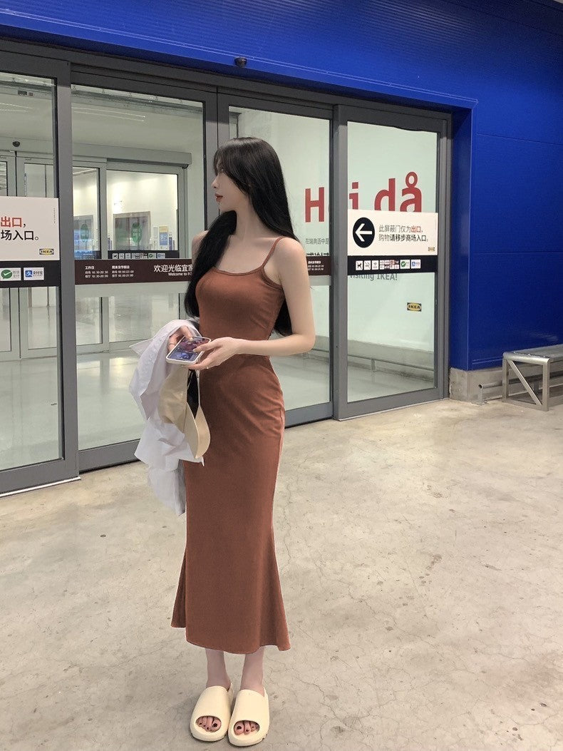 Sleeveless Waist-cinching Backless Slip Dress For Women