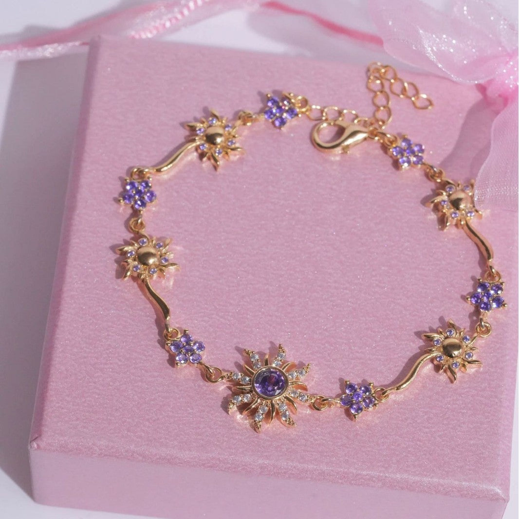 Sweet Copper Gold-plated Purple SUNFLOWER Necklace