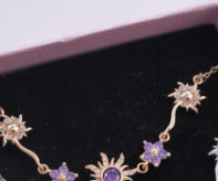 Sweet Copper Gold-plated Purple SUNFLOWER Necklace